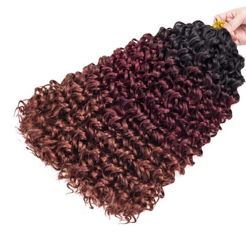 GoGo Curl Crochet hair 18inch Water Wave Crochet hair Ombre Synthetic Bohemian Crochet Braid Deep Wave Braiding hair Extensions (5Packs,1B/530/350)