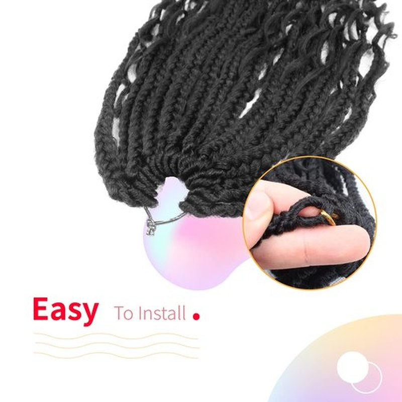 Niseyo Goddess Box Braids Crochet Hair 16 Inch 8 Packs Short Crochet Box Braids Pre Looped Curly Ends Boho Style Synthetic Hair (1#/Jet Black)