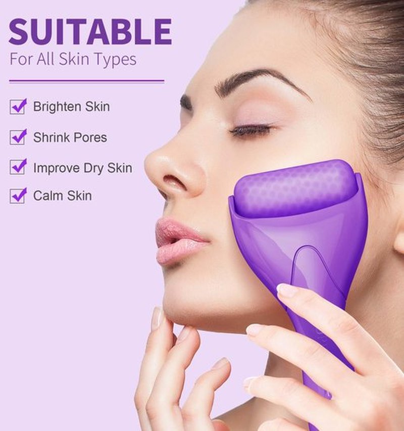 CUPID CARE Ice Roller for Face [2-Rollers], Ice Face Roller Facial Roller Massager for Beauty, Face Roller Skin Care Women Gifts | Purple
