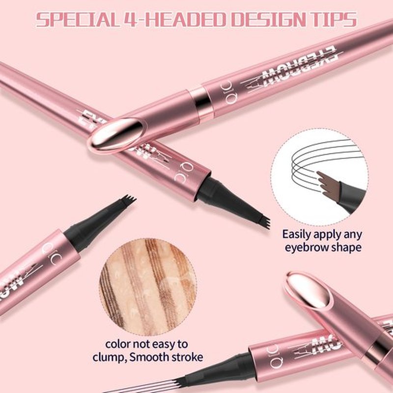3D Waterproof Microblading Eyebrow Pen with 4 Fork Tip,QIC Eyebrow 4 Tip Brow Pencil,Long-Lasting Natural Eyebrow Hair,Magic Eyebrow Pencil Eyebrow Brush (Black brown)
