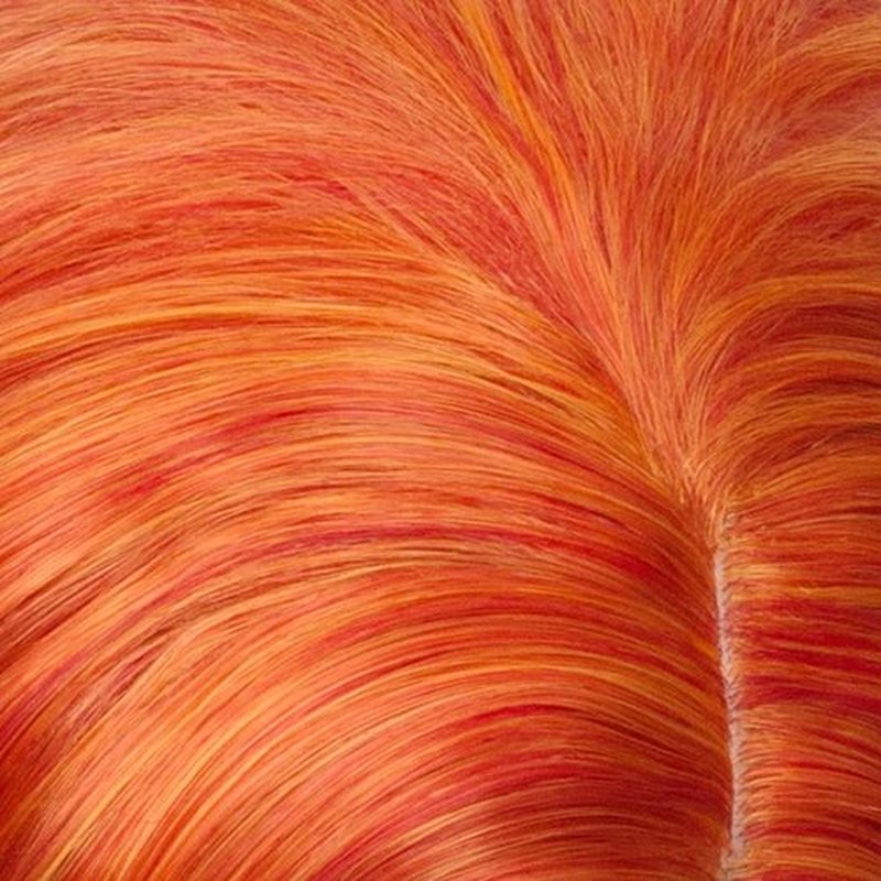 MAGQOO Orange Wig Flame Fire Wig Side Part Neon Orange Wig Women Girls Short Curly Wavy Orange Ombre Wigs Synthetic Cosplay Costume Wigs