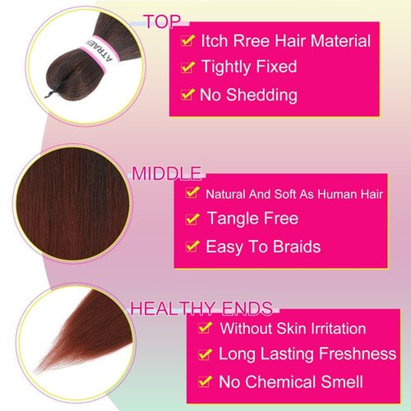 ATRAENTE Braiding Hair Pre Stretched,18 Inch 8 Packs Ombre Braiding Hair for Boho Box Braids Yaki Texture Hot Water Setting Soft And Light(18"4/350#)