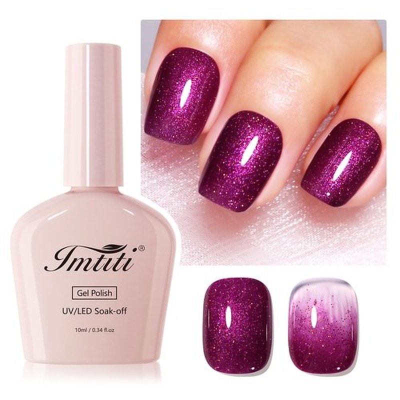 Imtiti Glitter Gel Nail Polish, 1Pcs Starlight Rose Red Gel Polish Sparkle Soak Off UV LED Gel Polish, Long Lasting, Nail Art Starter Manicure Salon DIY at Home for Women (0.34 Fl Oz-1928)