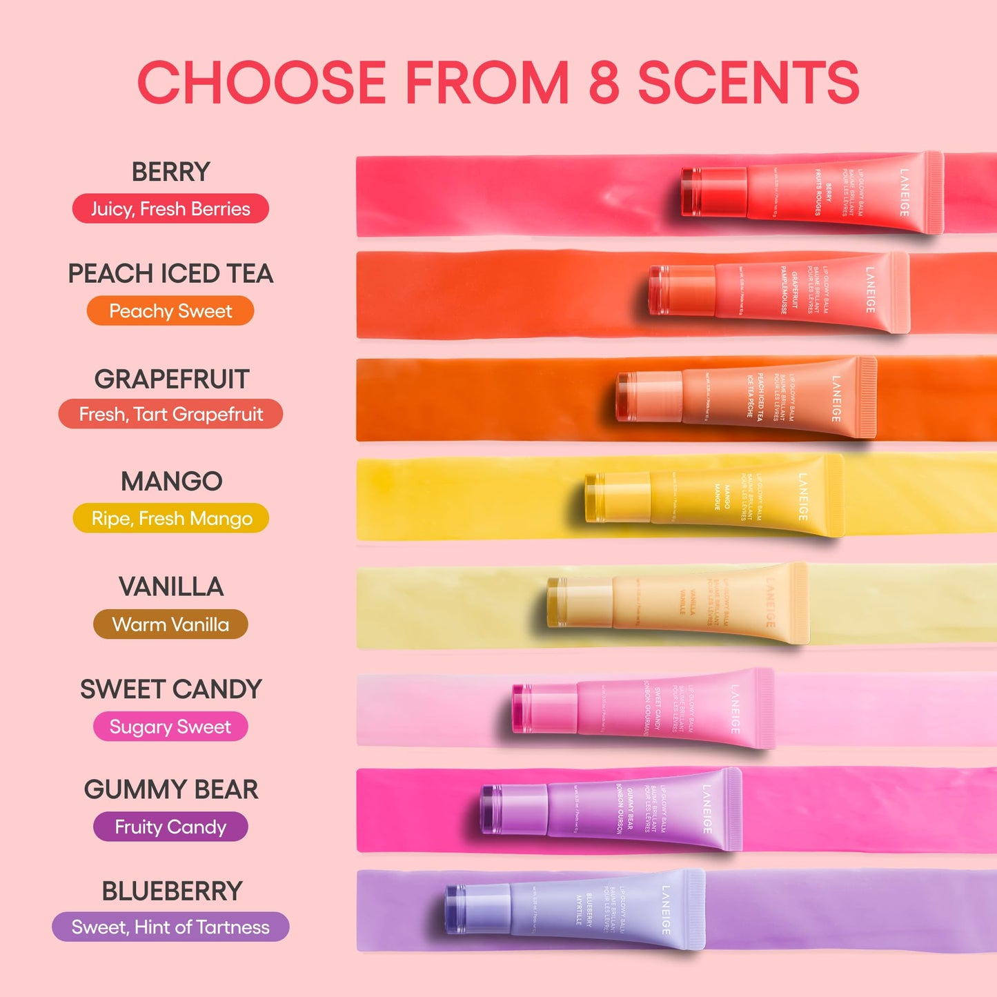 LANEIGE Lip Glowy Balm: Sheer Tinted Lip Treatment Balm Tube with Shea & Murumuru Butters for Hydrating, Moisturizing, Glossy, Non-Sticky Shine, Berry | Korean Skin Care, Grapefruit
