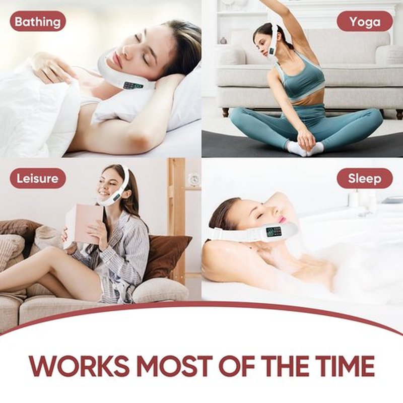 Electric Double Chin Device and V-Face Machine with 8 Modes and 15 Gear Adjustable Intensities - Intelligent Double Chin Machine for V-face