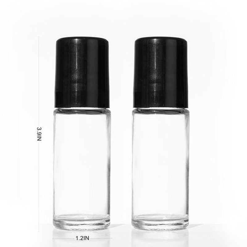 2 PCS Empty Glass Roller Bottles Plastic Roller Ball ，Deodorant Roll On Bottles for Essential Oils, Perfume, Cosmetics （30ml ） (2pcs Round)