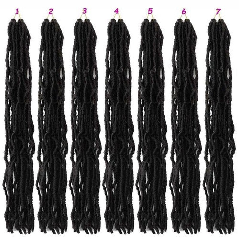 7 Packs 30 Inch Faux Locs Crochet Hair for Black Women Soft Locs Crochet Hair for Butterfly Locs Curly Wavy Goddess Locs Crochet Loc Hair (30 inch(pack of 7), 1B)