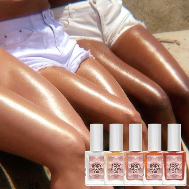 Shimmer Body Oil for Glowing Skin Body Shimmer Oil Hydrating Makeup Highlighter for Body and Face Enhancer Natural Radiance and Dewy Finish Skin Tones (05#, 1.02 fl. oz/ 30ml)