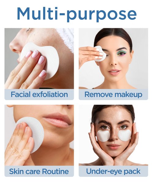 Premium Double-Sided Facial Pads - 180 Pads - Lint free - for Makeup Remover and Toner - Rayon face pads for toner and cleasing - Rayon not cotton balls - Exfoliating cotton rounds for face (180 Pads)
