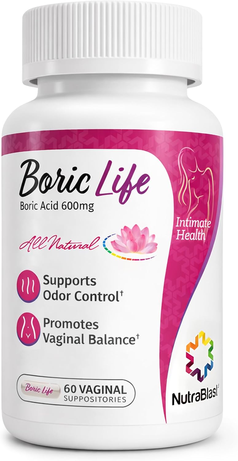 Boric Acid Suppositories - Natural Intimate Health Support | 100% Pure, 60 Count