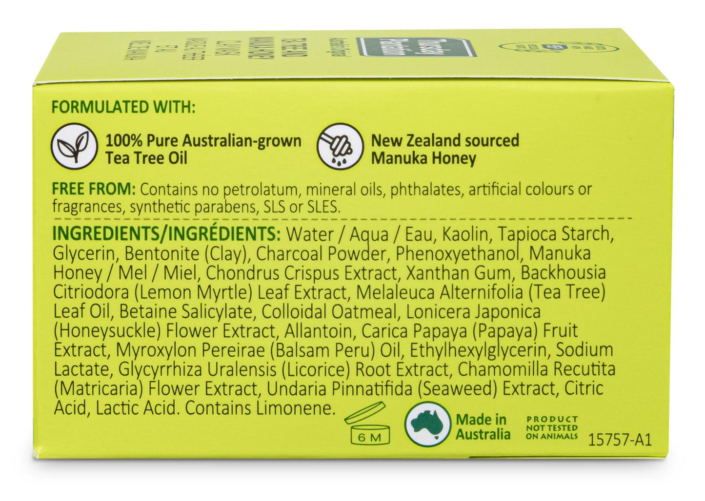Thursday Plantation Tea Tree And Manuka Honey Clay Mask to Cleanse, Soothe, and Soften Oily Acne-prone Skin 3.5 oz.
