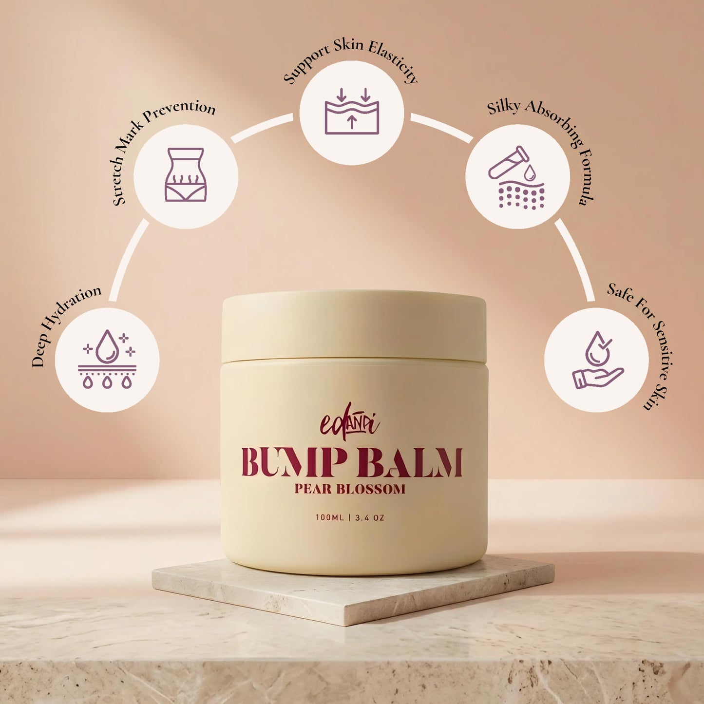 ed&i BUMP BALM for Pregnancy Stretch Mark Prevention, Belly Moisturizer for Pregnant Women With Argan Oil & Shea Butter, Bump Butter for Pregnancy, Maternity Skin Care, Stretch Marks Cream 3.4 oz