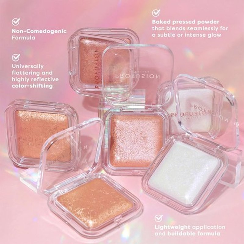 Profusion Cosmetics Holo Beam Holographic Highlighter, Intense Color Shifting Glitter with Buildable Glow for Festival Looks (Flare, 1)