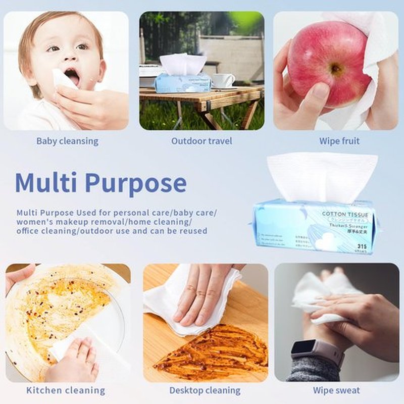 Yacey Face Towels, Disposable Face Towel, Ultra Soft & Thick Biodegradable Face Towelettes Disposable Lint- free Facial Tissue for Cleansing, Skincare and Makeup Wipes Remover, Dry Wipes, 210 Count