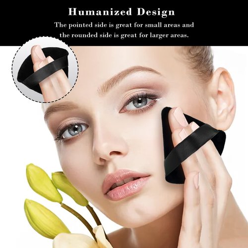RAREIUS 8pcs Triangular Powder Puff Face Soft Velvet Makeup Puff for Loose Powder Body Powder Makeup Sponge for Contouring Wet Dry Foundation Blender Sponge Beauty Makeup Tool.(Black&Purple)