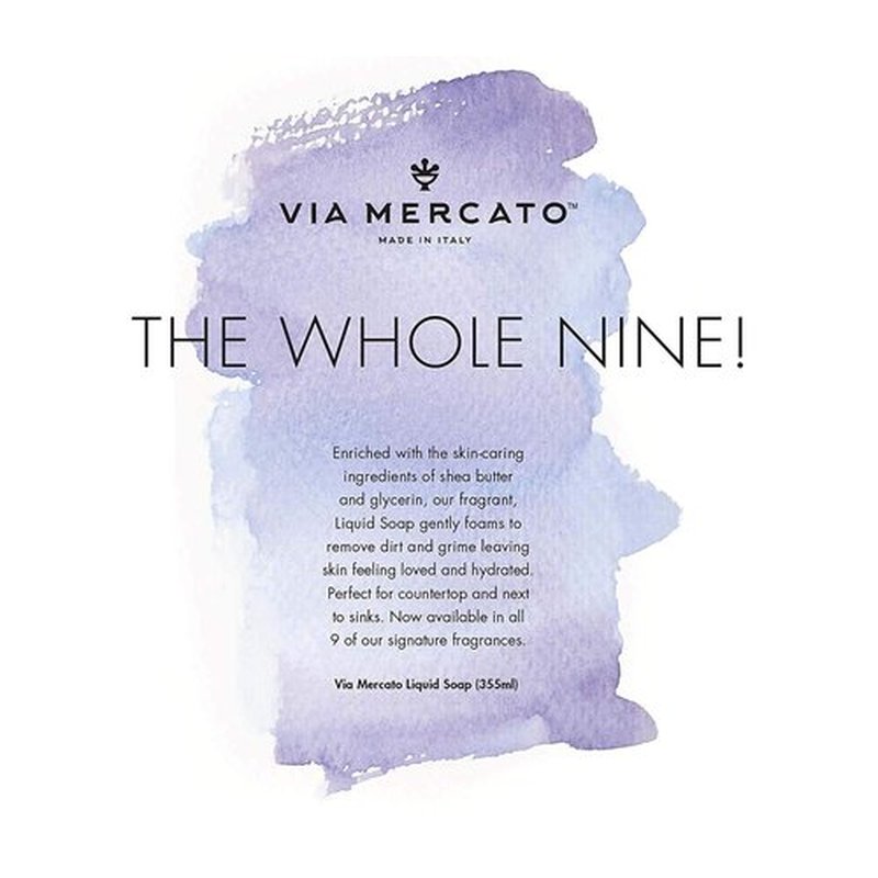 Via Mercato Liquid Soap, Shea Butter Enriched (12 oz), No. 9 - Grape, Black Currant & Musk