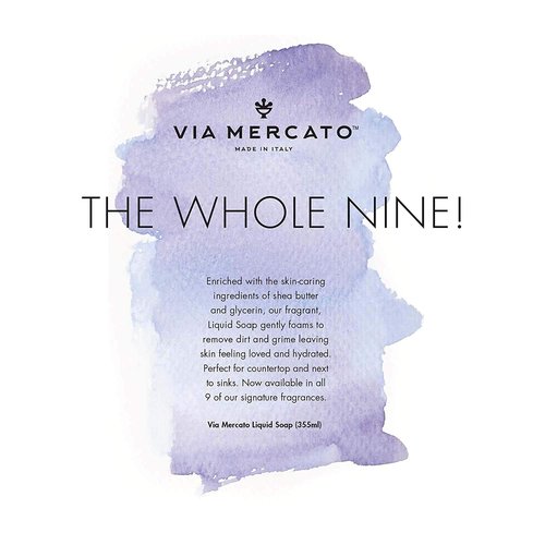 Via Mercato Liquid Soap, Shea Butter Enriched (12 oz), No. 5 - Waterlily & Sandalwood