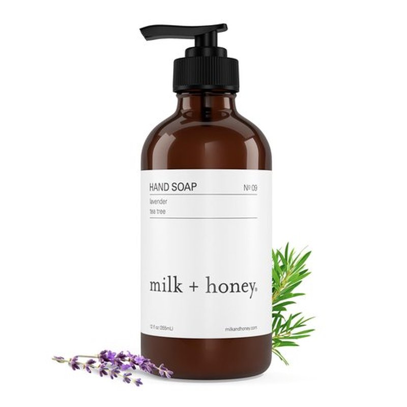milk + honey Liquid Hand Soap No. 9, Moisturizing Hand Soap with Lavender and Tea Tree, Fresh and Herbaceous Natural Hand Soap, 12 Fl Oz