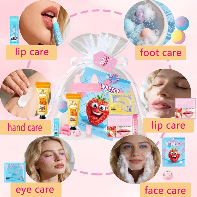 Spa Party Supplies - 112PCS Girls' Spa Kit with Face Masks, Hand Cream & Foot Bath Bombs | Perfect for Birthday & Sleepover Parties