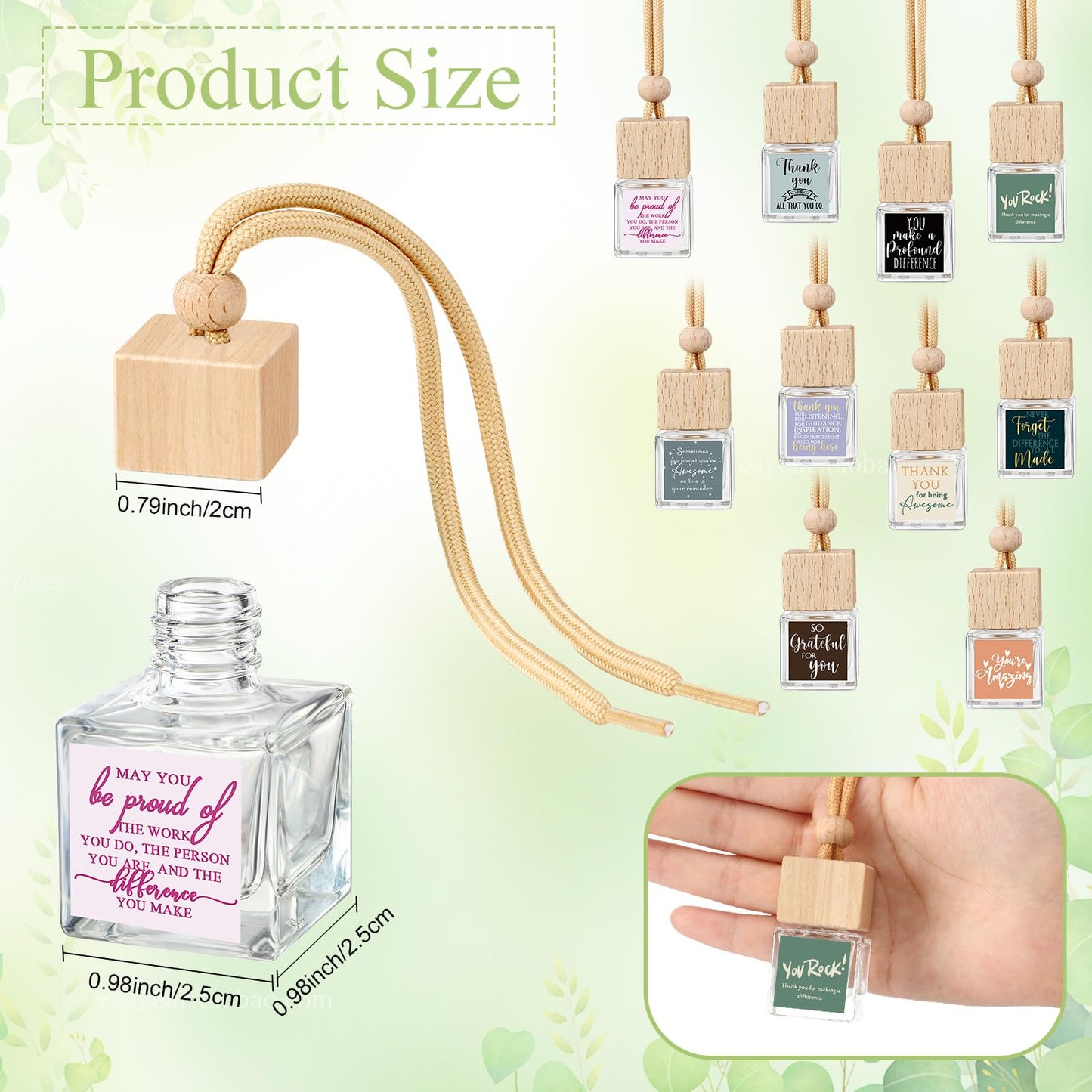 Havawish 20 Pcs Employee Appreciation Gift Bulk Car Diffuser Air Freshener Hanging Ornament Back to School Gifts for Teacher Glass Essential Oil Diffuser Thank You for Coworker Staff Volunteer
