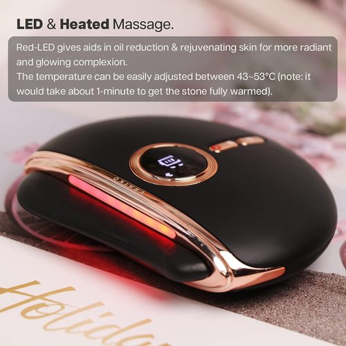 VRAIKO Eclipse Gua Sha Facial Tools, Face Sculpting Tool, Electric Face Massager with 3-Level Heat & Vibration & 1000mAh Battery, Anti-Aging, Neck & Face Lift, Wrinkle and Puffiness Reduction