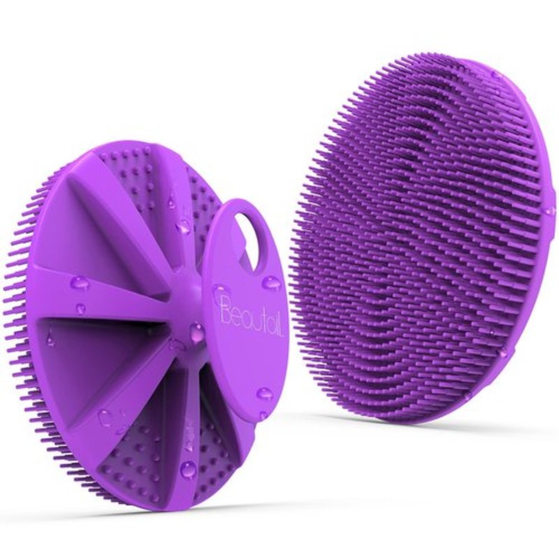 Silicone Body Scrubber Shower Bath Brush, More Hygienic Than Traditional Loofah, Lather Nicely, Long Lasting, Gentle Exfoliating for Women Men Baby Sensitive Skin, 1 Pack, Purple