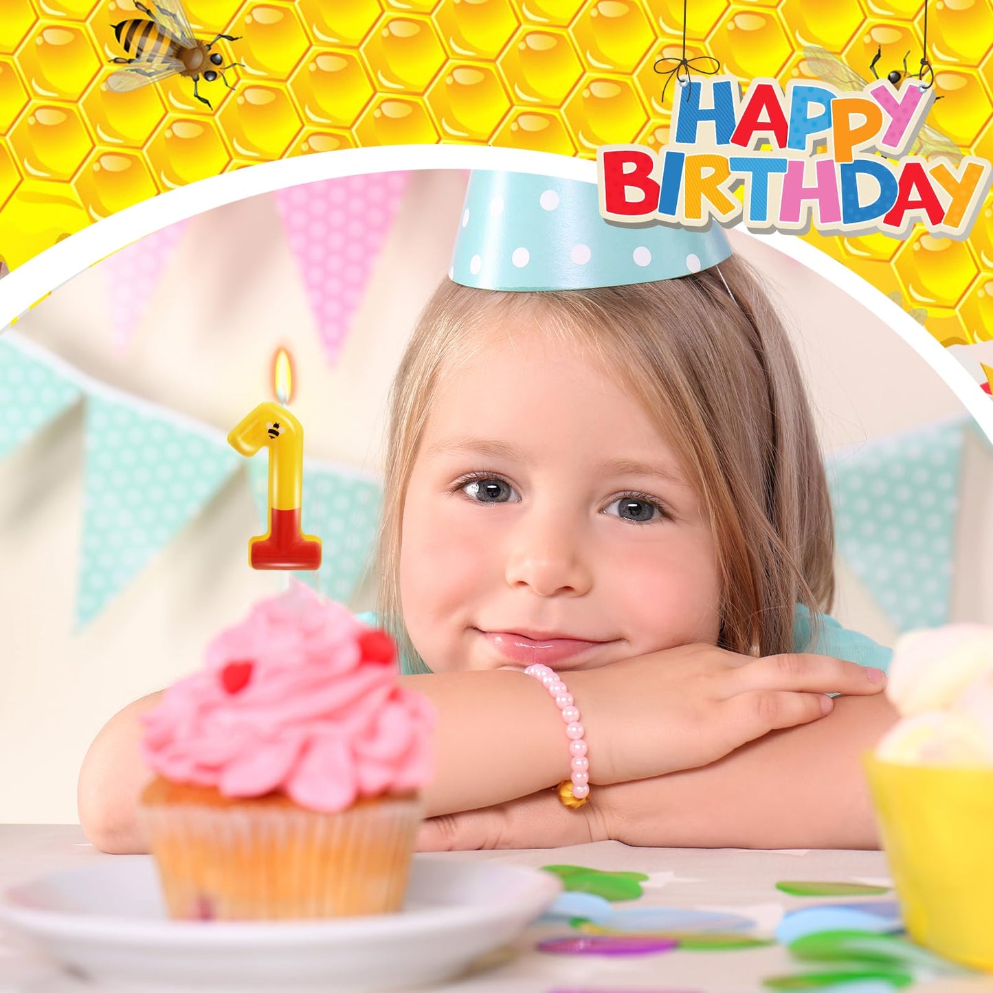Yellow Bear Themed Birthday Candles,Cartoon Birthday Party Cake Decorations Supplies,Kids Party Decorations(Yellow,Number 1)