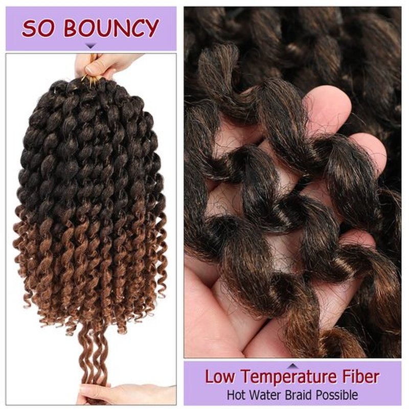 GetMaige Short Jamaican Bounce Curly Crochet Hair Extensions Synthetic 4packs/lot Ombre Brown Ocean Wave Crochet Braids For Black Women (12inch (pack of 4), T30)