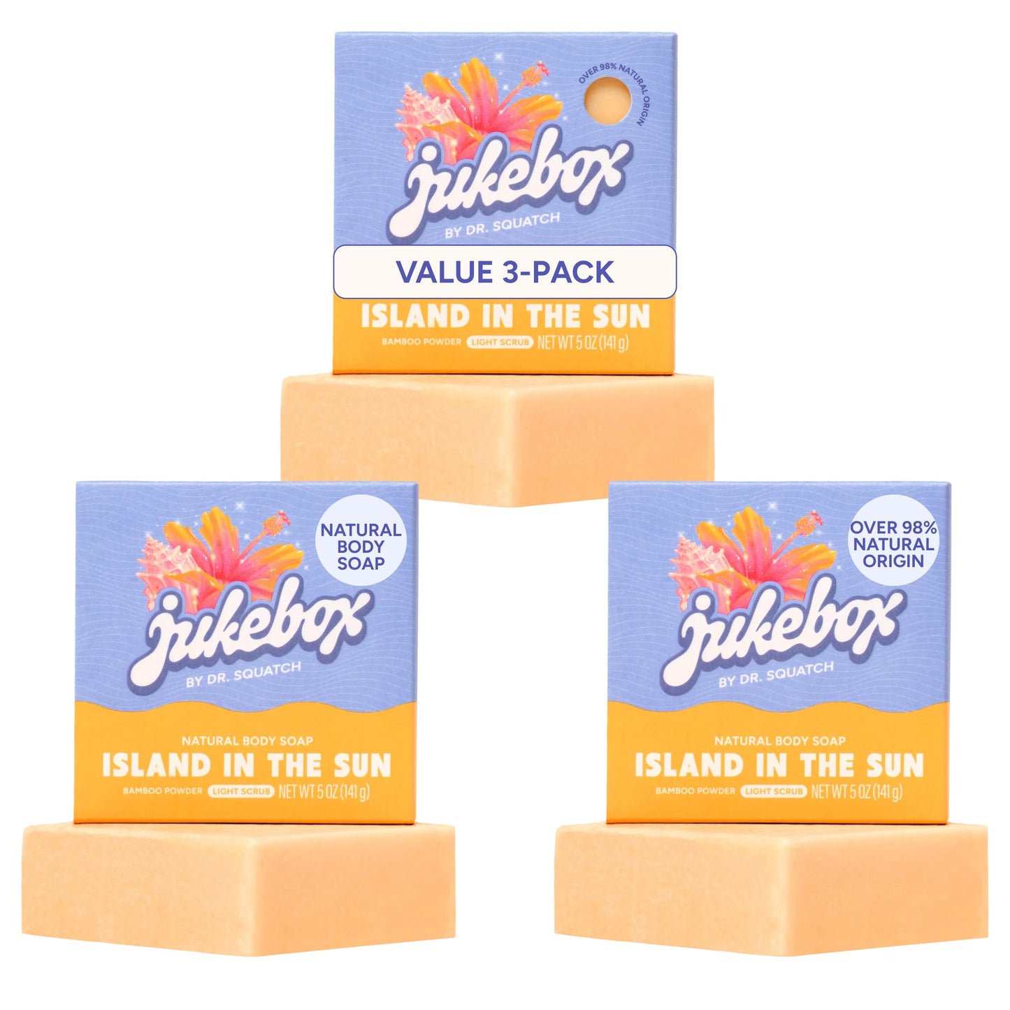 JUKEBOX Natural Women’s Bar Soap – Creamy Lather – Shower & Bath Soap, Crafted Using Cold Process With Natural Oils – No Harsh Ingredients – Island in the Sun, 5oz (3-Pack)