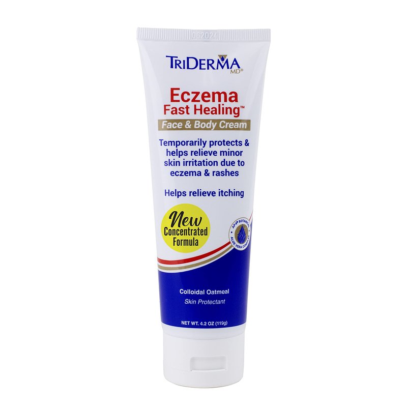 TriDerma Fast Healing Eczema Cream for Adults, FSA Eligible, Colloidal Oats, AP4 Aloe Vera Gel, Vitamins, Eczema Relief Cream for Face & Body Itchy Skin & Rashes, No Cortisone or Fragrance - 4.2oz