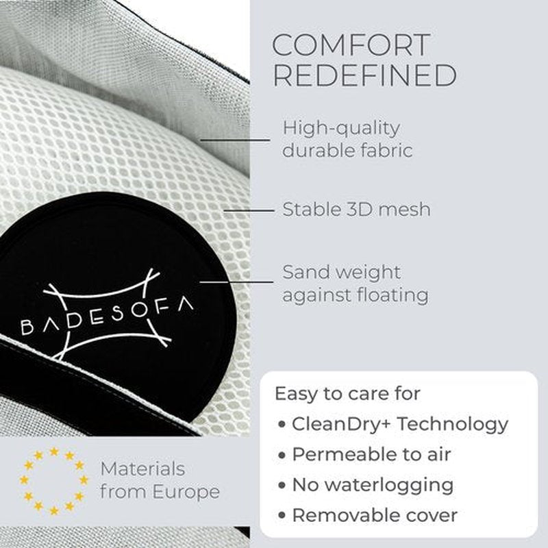 BADESOFA® Luxury Bath Tub Pillow for Feet | Premium-Quality Materials | Comfortable & Quick-Drying | Washable Bath Cushion in Grey | Home Spa Accessories | Universal Fit for Any Bathtub