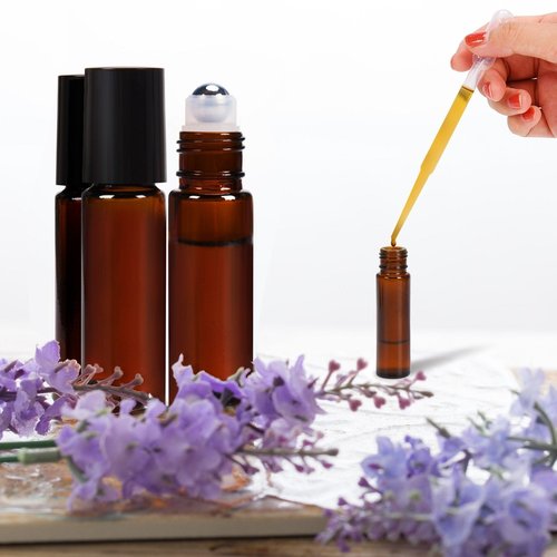 ULG Roll on Bottles 10ml Amber Glass Empty Bottles 8 Piece with Stainless Steel Roller Ball 2 Extra Balls 8 Piece Waterproof Labels 1 Opener and 3ml Dropper for Essential Oils