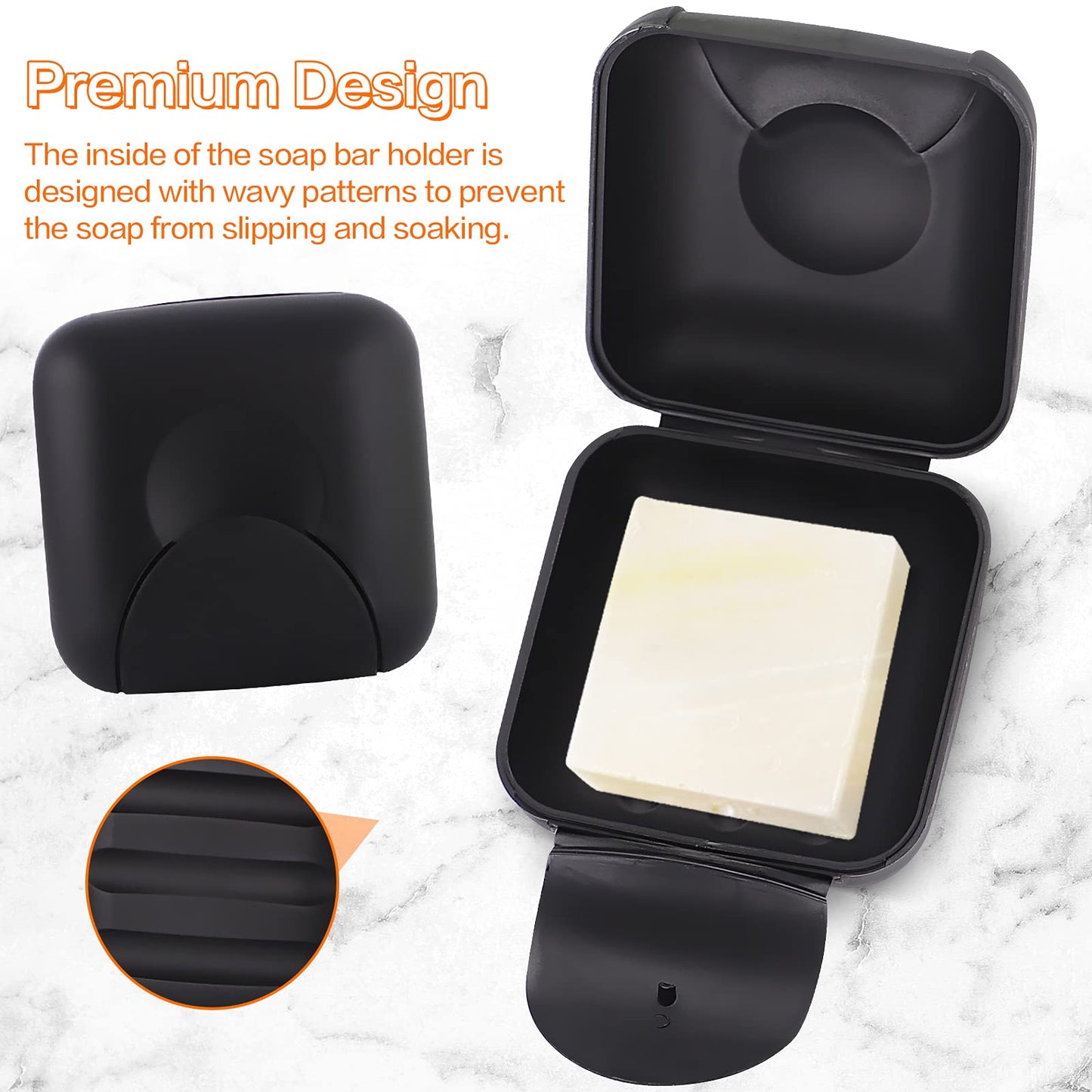 Inovat 2 Pcs Small Size Plastic Soap Case Holder Container Box Home Outdoor Hiking Camping Travel,2.75 * 2.75 * 1.65 inch Black