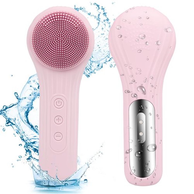 Feoflen Silicone Face Scrubber Exfoliator, Silicone Face Wash Brush for Men & Women, Ipx7 Waterproof Rechargeable Facial Cleaner for Deep Cleansing, Exfoliating, Massage Face Scrubber (Pink)