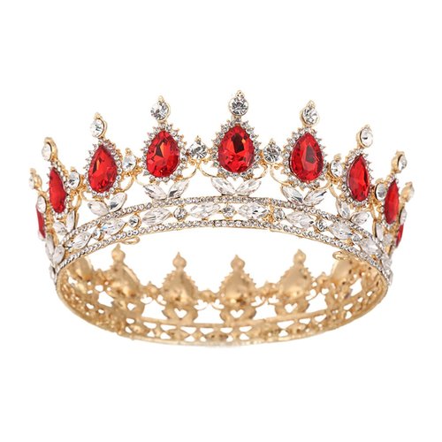 S SNUOY Red Crowns Cake Topper Birthday Crown for Women Gold Queen Tiaras and Crowns for Wedding Party Headpiece