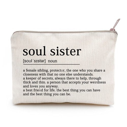You Are Loved You Are Enough Makeup Case Self-Worth Cosmetic Bag Positive Affirmation Toiletry Bag Gift Motivation Quotes Sister Gift (Soul Sister)