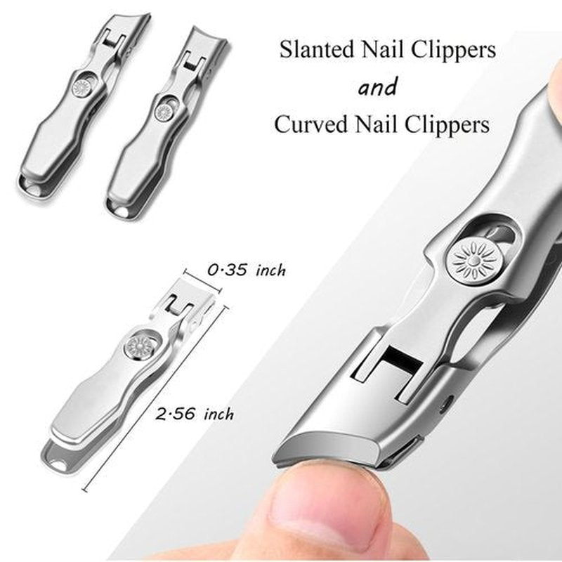Thick Nail Clipeprs, Heavy Duty Large Toenail Clippers Wide Jaw and Angled Head Nail Clippers for Thick Nails, Nail Clippers with Slanted Curved Blade for Seniors, Men and Women (Black)