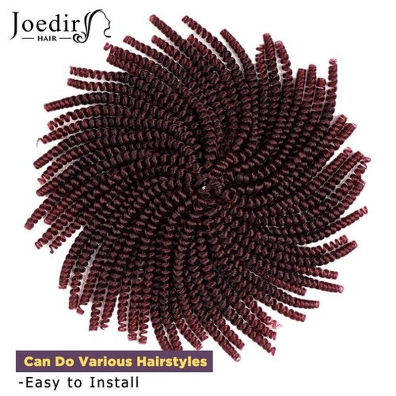 JOEDIR HAIR Spring Twist Crochet Hair 8 Inches 8 Pieces/Pack Ombre Red Synthetic Spring Curl for Black Women Brading Hair Extension (Color:T1B/118)