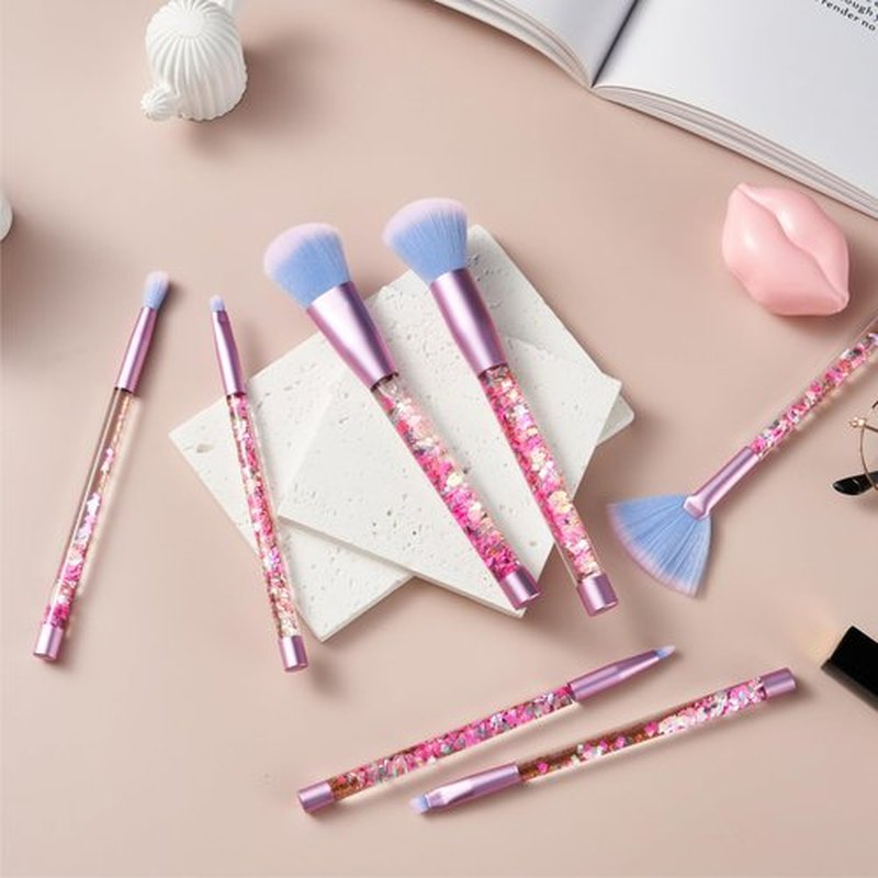 Hawetimher Kids Makeup for Little Girls,Glitter Unicorn Foundation Fan Powder Blush Lip Highlight Eye shadow Eyebrow Brushes Set with Liquid Flows and Case for Girls Teen Women as Gift Present