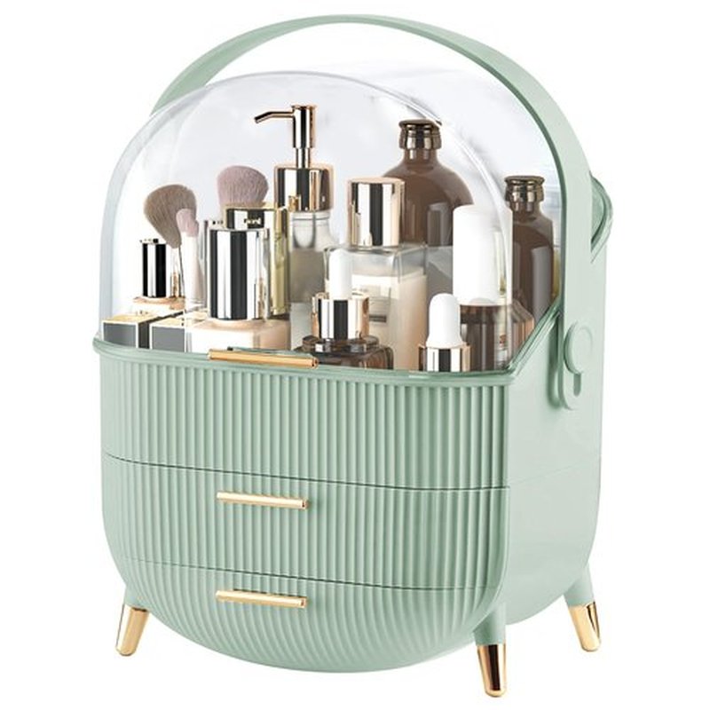 Make up Organizers and Storage, Makeup Organizer for Vanity, Cosmetics Skincare Organizers with Lid and Drawers, Cosmetic Display Cases for Countertop, Bathroom, Ideal Gifts for Women(Light Green)