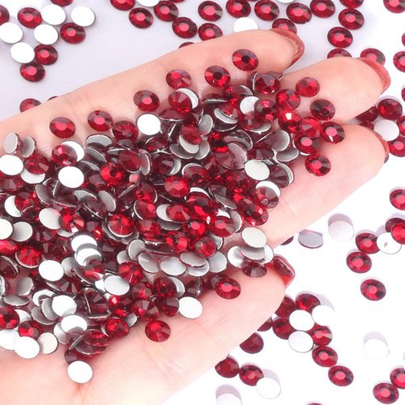 Dark Red Flatback Rhinestones for Crafts Glass Nail Rhinestones Nail Gems Crystals Non Hotfix Rhinestones for Makeup Bags Shoes Decoration DIY(SS20,1440pcs)