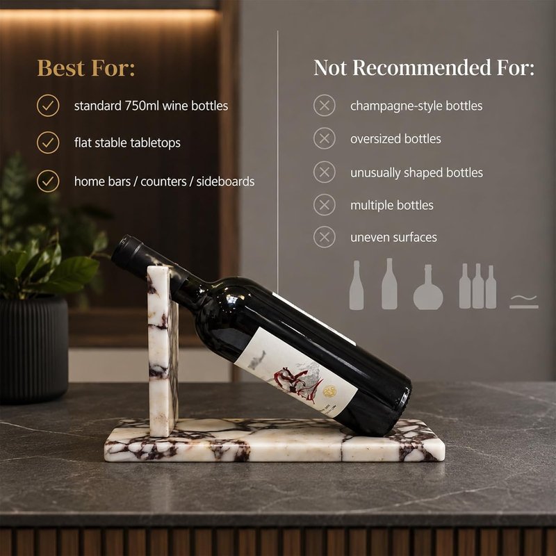 Modern Marble Wine Holder Stand - Elegant Single Bottle Wine Rack for Stylish Home Decor | Perfect Gift for Wine Enthusiasts