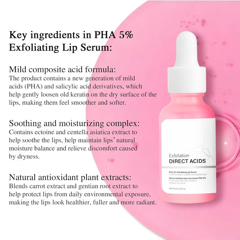 PHA 5% Lip Exfoliator - Gentle Salicylic Acid Formula for Overnight Hydration | 0.5 fl oz (15 mL)