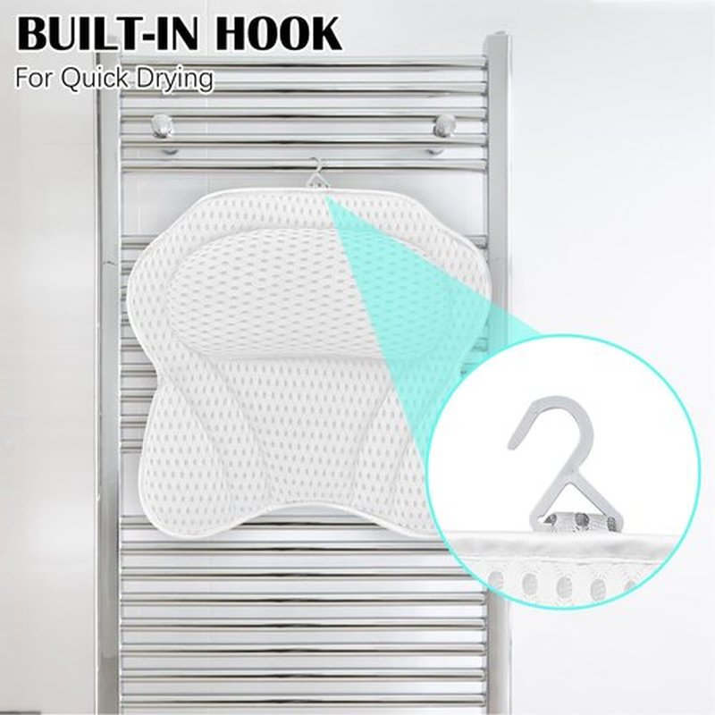 Bath Pillow Luxury Bathtub Pillow, 4D Bath Tub Pillows for Head, Neck and Back Support, Tub Pillow for Bathtub with 6 Non-Slip Suction Cups, Relaxing Bath Accessories Spa Gifts