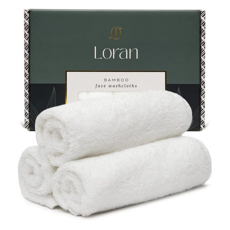 White Washcloths Set of 6 Soft Facial Cloths 10” x 10” 100% Viscose Derived from Bamboo Spa-Like Feel Silky Face Cloth for Skin Cleansing