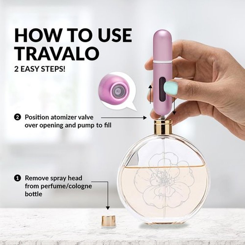 Travalo Classic HD Perfume Atomizer | Genie-S TSA Approved Travel Perfume Bottle Refillable | Reusable Airtight Easy-Fill Mini Pump Sprayer | Lightweight Elegant Design w/Volume Window | Brown 0.17oz