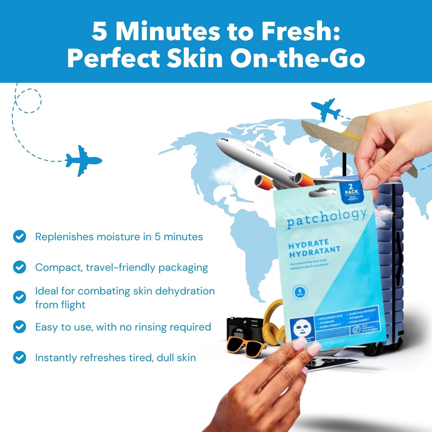 Patchology Hydrate FlashMasque Sheet Mask with Hyaluronic Acid | 2pk