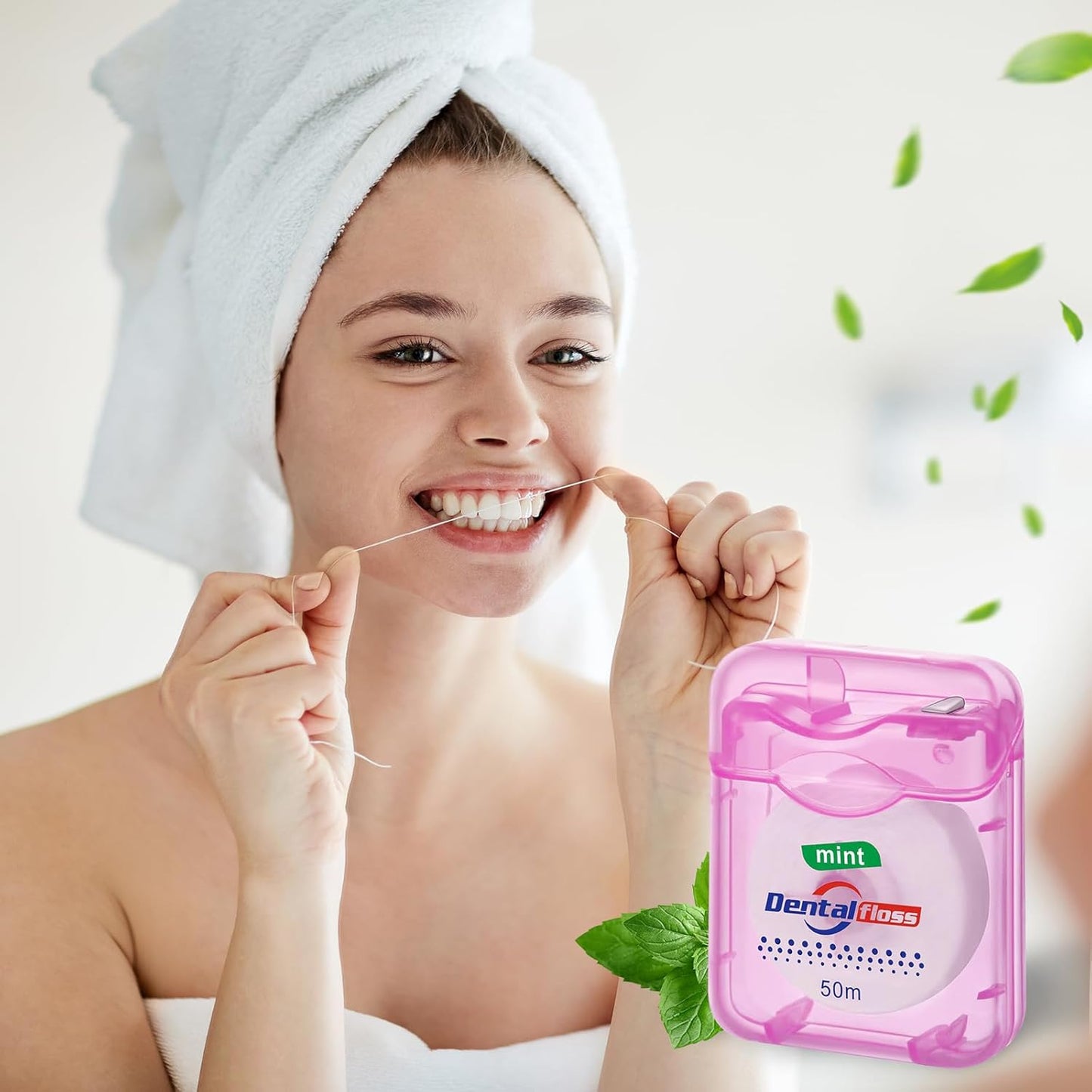 72 Pack Dental Floss - Mint Flavored Waxed Oral Care for Teeth Protection | 50m Each, Multicolor