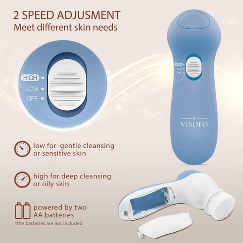 Face Scrubber | Facial Cleansing Brush Exfoliator Skin Care Products Beauty Products Powered Electric Wash Exfoliating Spin Cleanser Cleaning Scrub Including 7 Heads (Topaz)