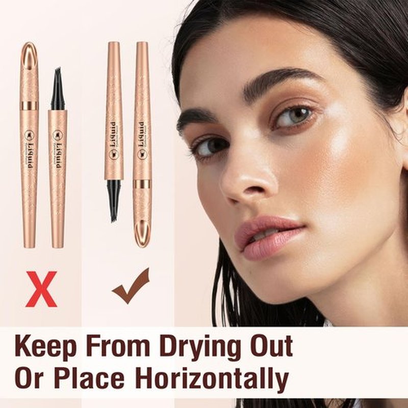 Eyebrow Pen - Microblading Eyebrow Pencil, Long Lasting Waterproof Brow Pencil With Micro-Fork Tip Applicator Creates Natural Looking Brows Effortlessly (Dark Brown)